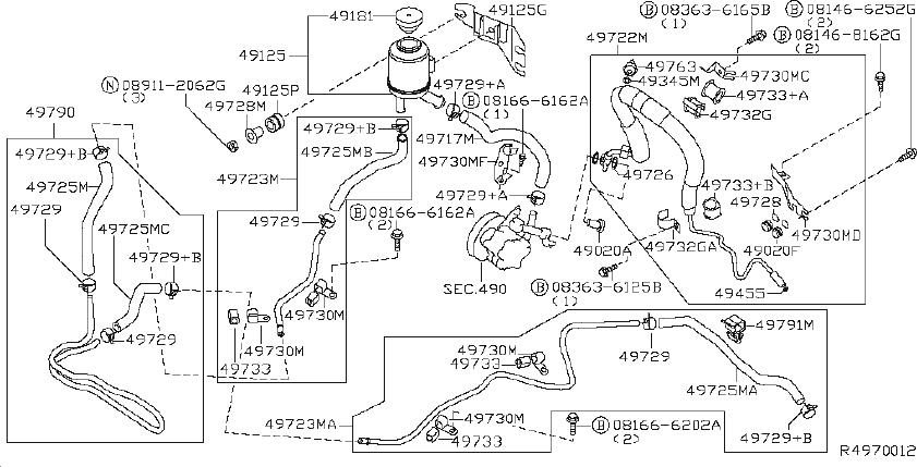 Nissan Maxima Power Steering Return Hose 497258J000 Genuine Nissan