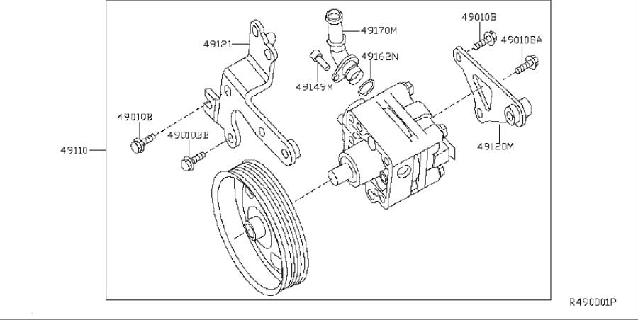 Nissan Maxima Power Steering Pump Bracket - 49121-1AA0A - Genuine