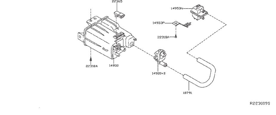 22310-JA10B - Vacuum Line. PIPING, EVAP, CANISTER - Genuine Nissan Part