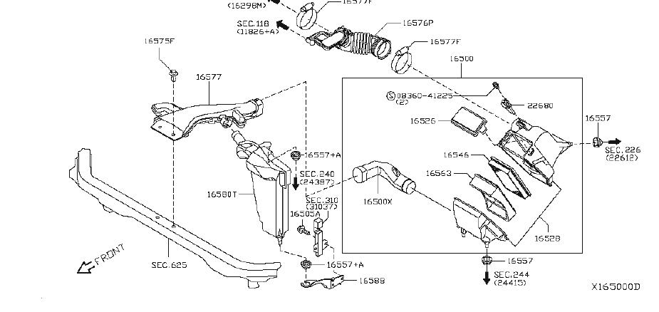 16576-EL00B - Engine Air Intake Hose. CLEANER - Genuine Nissan Part