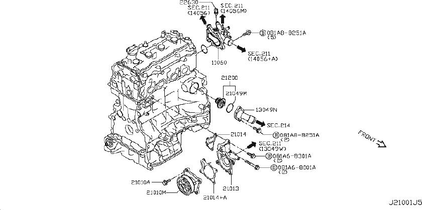 11060-3TA0B - Engine Coolant Outlet Flange. WATER, PUMP, COOLING