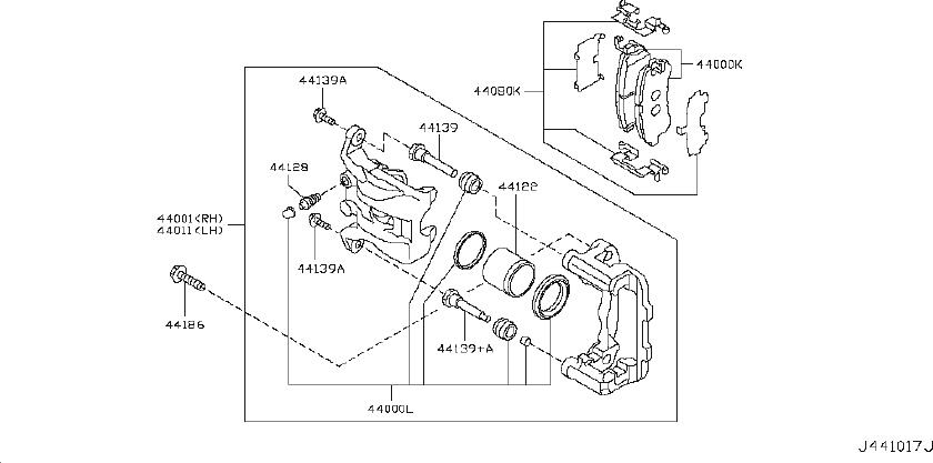 440111LB0A Disc Brake Caliper (Left, Rear). PARKING